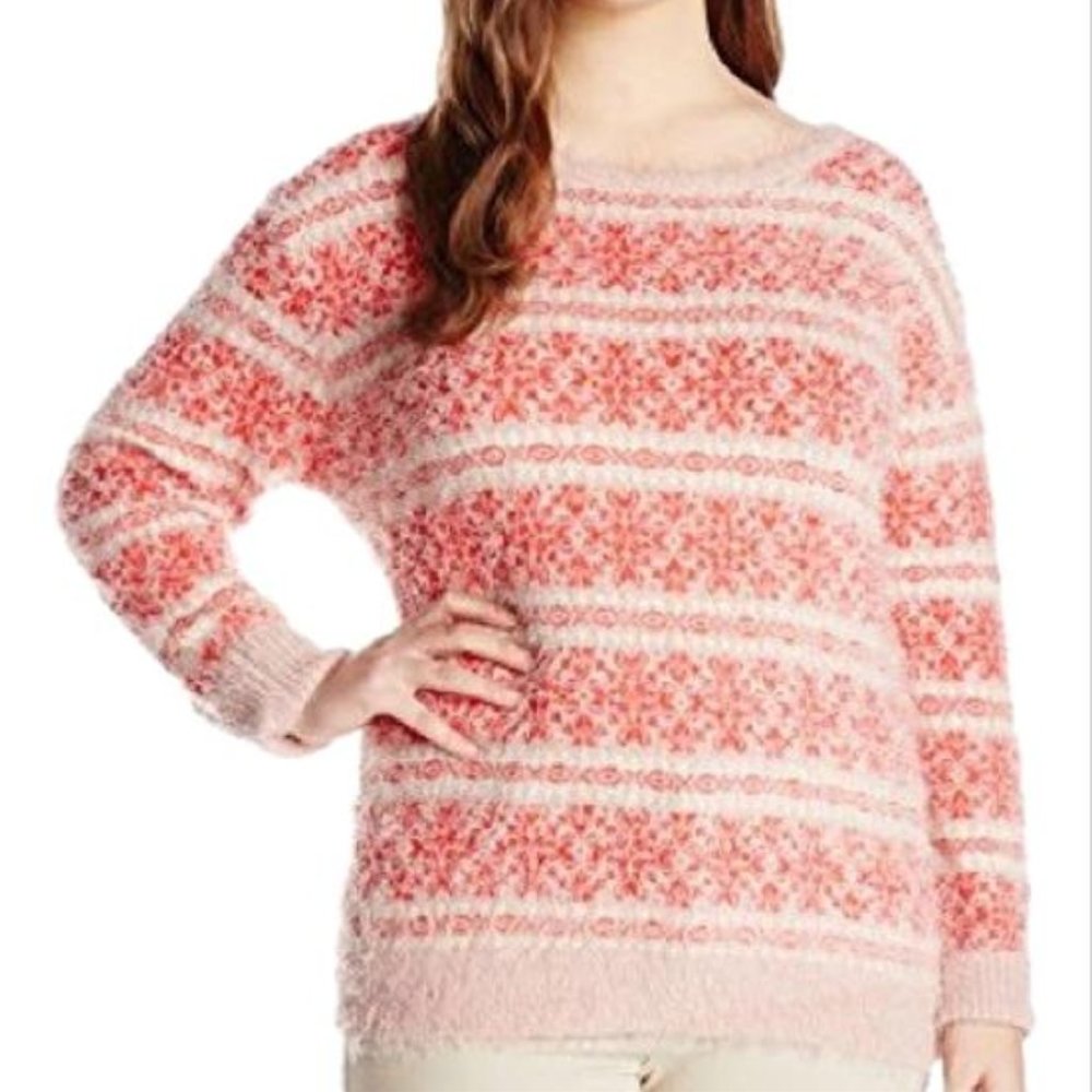 Jessica Simpson Feather Pink & White Sweater